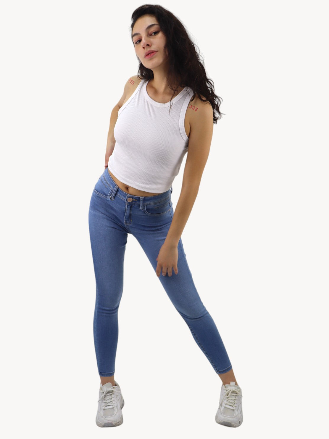 Jeans skinny tiro alto de color azul medio (NUEVA TEMPORADA)