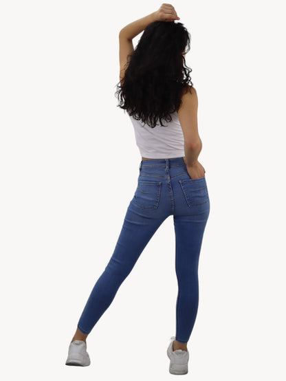 Jeans skinny tiro alto de color azul medio (NUEVA TEMPORADA)