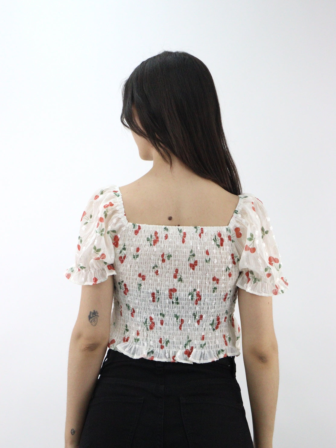 Blusa de manga abullonada fruncida con estampado (NUEVA TEMPORADA)