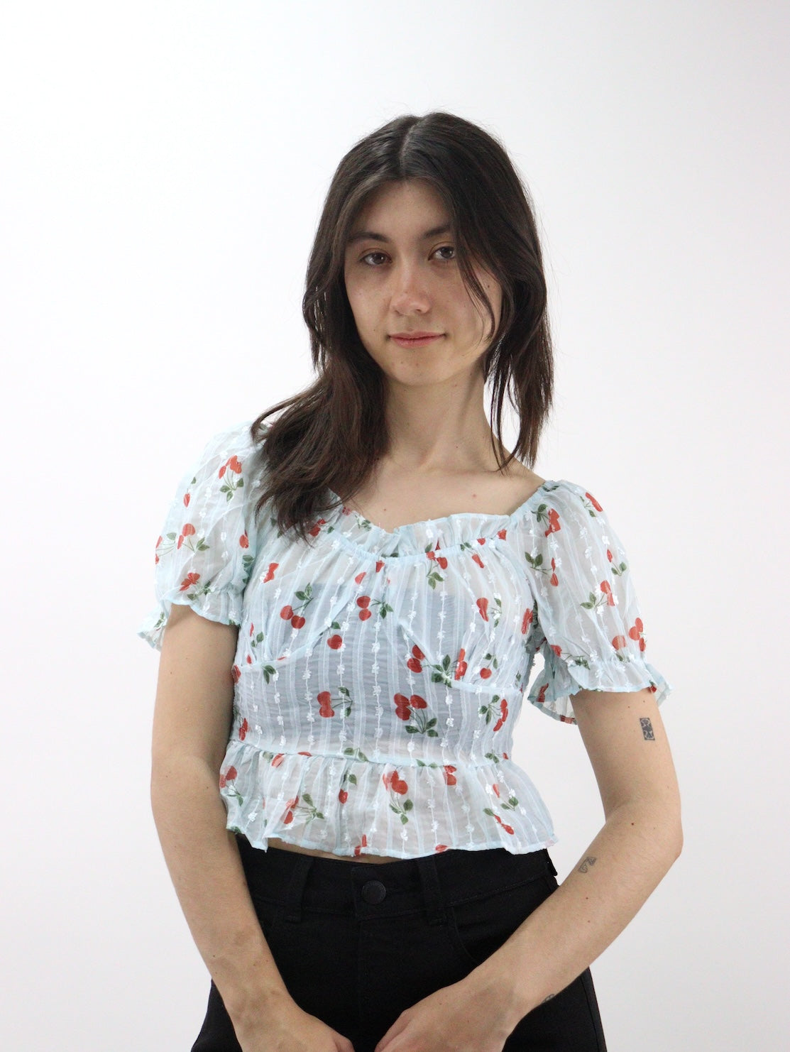 Blusa de manga abullonada fruncida con estampado (NUEVA TEMPORADA)