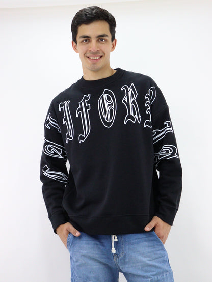 Sudadera cerrada de color negro con estampado (NUEVA TEMPORADA)