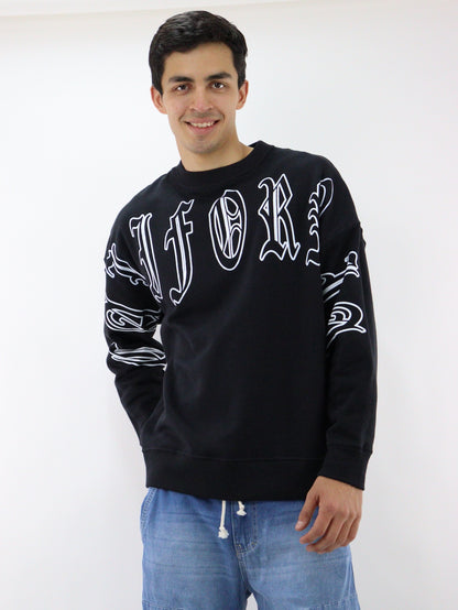 Sudadera cerrada de color negro con estampado (NUEVA TEMPORADA)