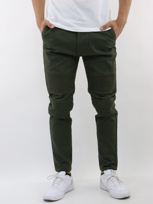 Jeans estilo biker de color verde militar