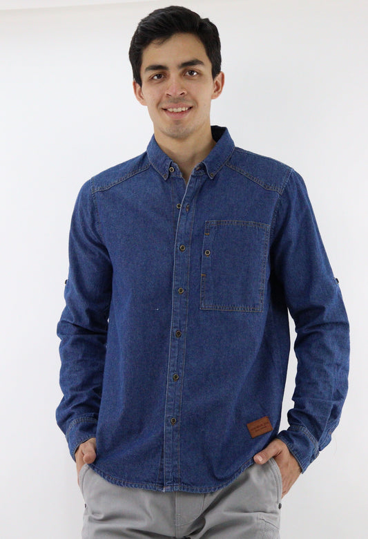 Camisa denim de color azul oscuro deslavado (NUEVA TEMPORADA)