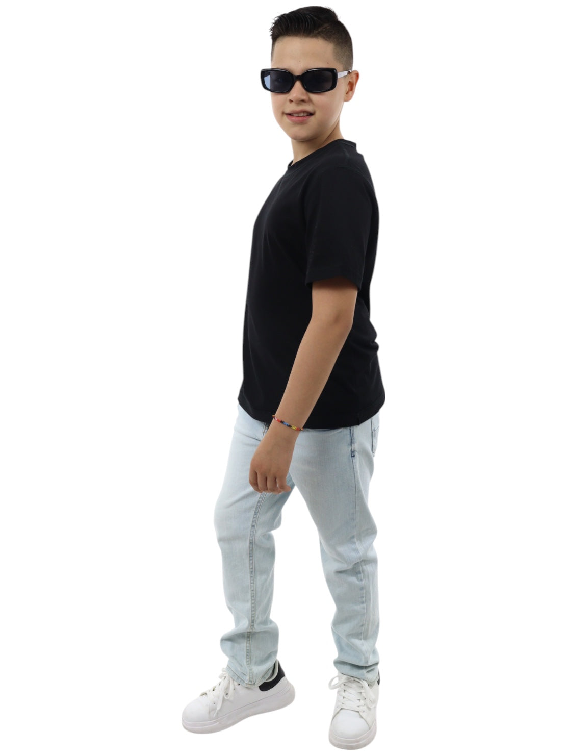 Jeans slim azul claro deslavado