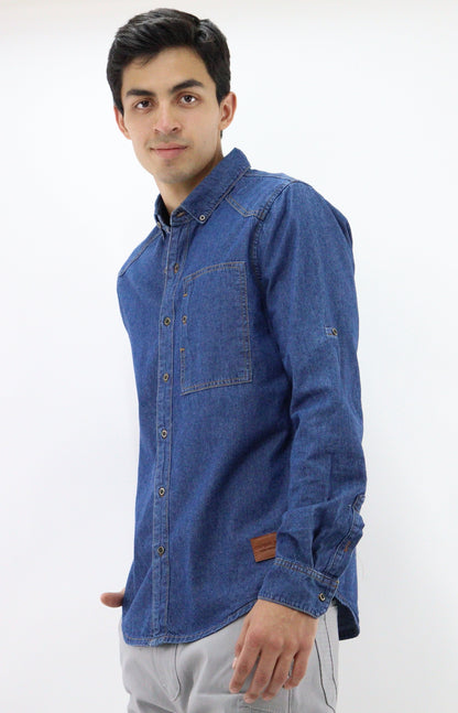 Camisa denim de color azul oscuro deslavado (NUEVA TEMPORADA)