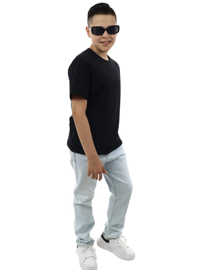 Jeans slim azul claro deslavado