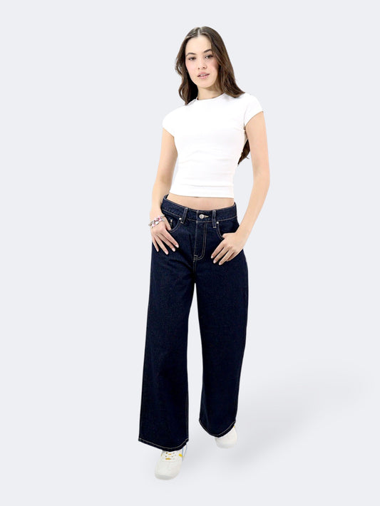 Jeans Wide Leg-Tiro Alto