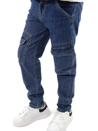 Jeans loose cargo azul medio