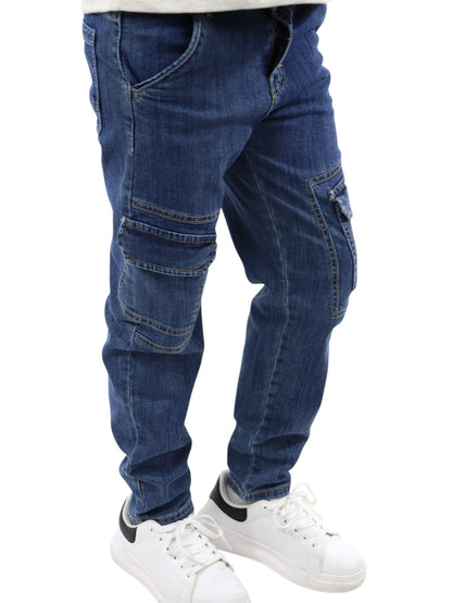 Jeans loose cargo azul medio