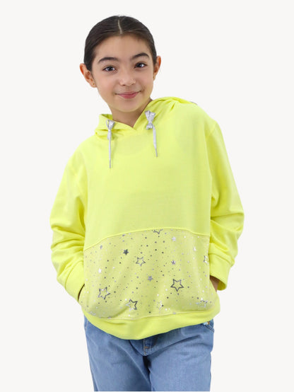 Sudadera con capucha de color amarillo con print stars (NUEVA TEMPORADA)