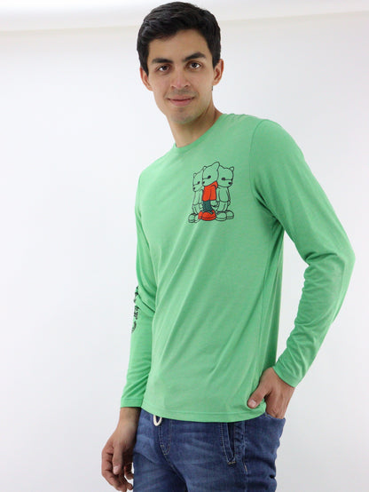 Playera manga larga de color verde con estampado (NUEVA TEMPORADA)