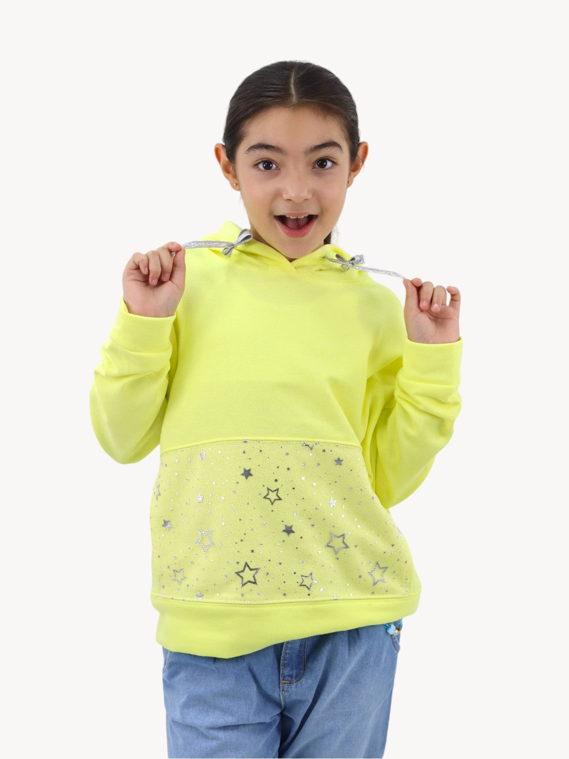 Sudadera con capucha de color amarillo con print stars (NUEVA TEMPORADA)