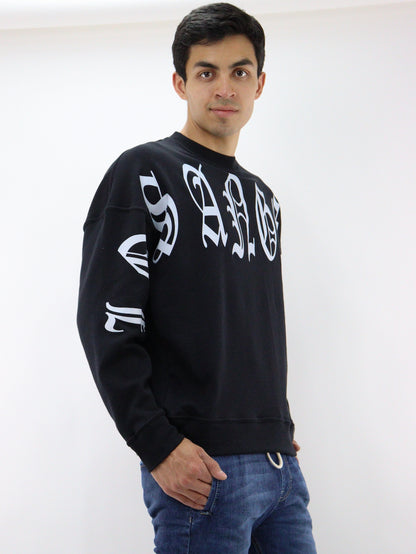 Sudadera oversize de color negro con estampado (NUEVA TEMPORADA)