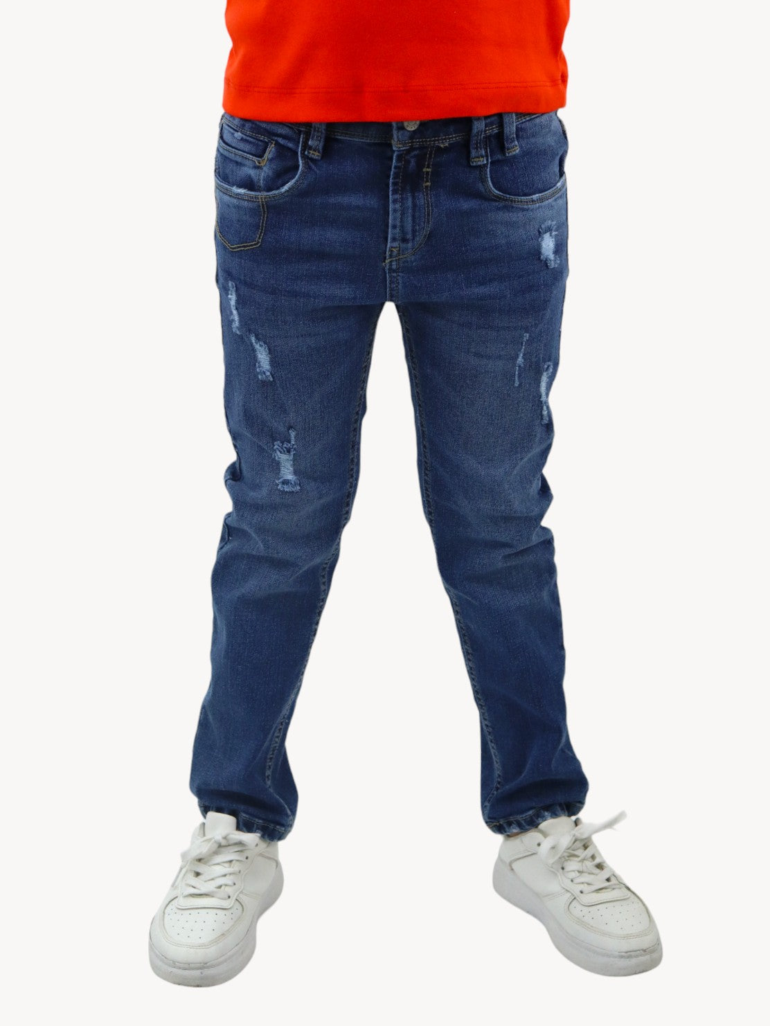 Jeans slim de color azul oscuro con destrucción (NUEVA TEMPORADA)