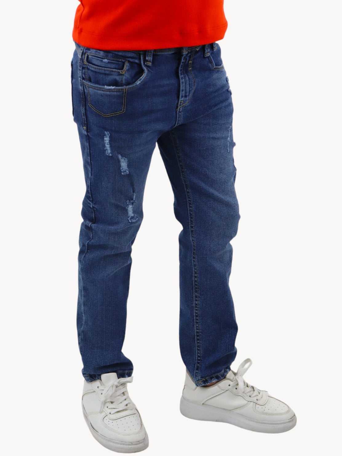 Jeans slim de color azul oscuro con destrucción (NUEVA TEMPORADA)