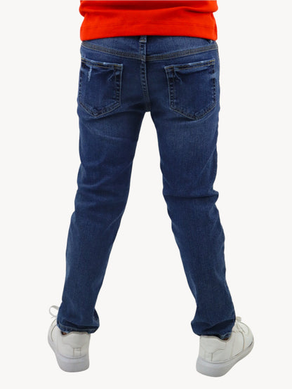 Jeans slim de color azul oscuro con destrucción (NUEVA TEMPORADA)