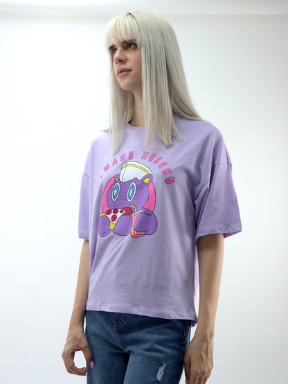 Playera oversize de color lila con estampado (NUEVA TEMPORADA)