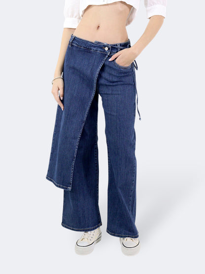 Jeans Wide Leg-Tiro Medio