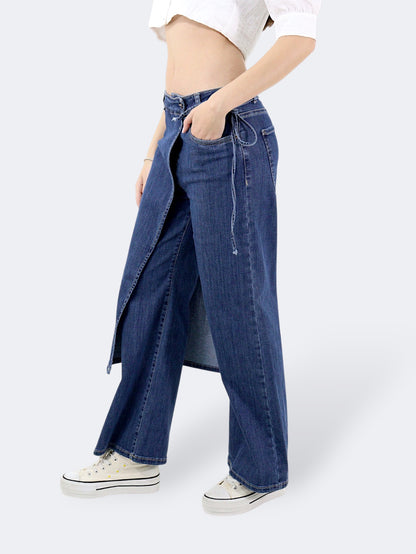 Jeans Wide Leg-Tiro Medio