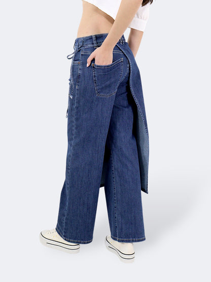 Jeans Wide Leg-Tiro Medio