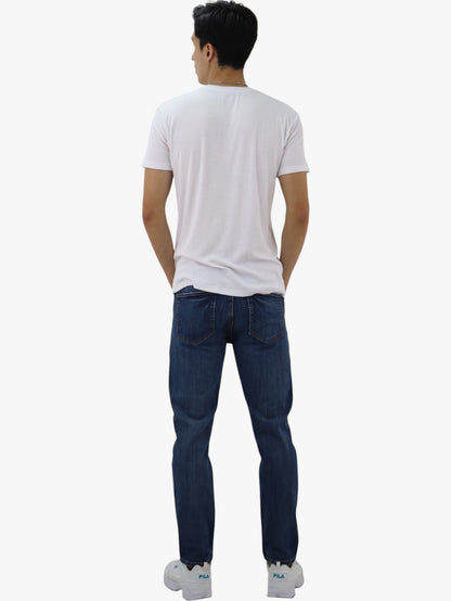 Jeans slim/skinny de color azul oscuro deslavado