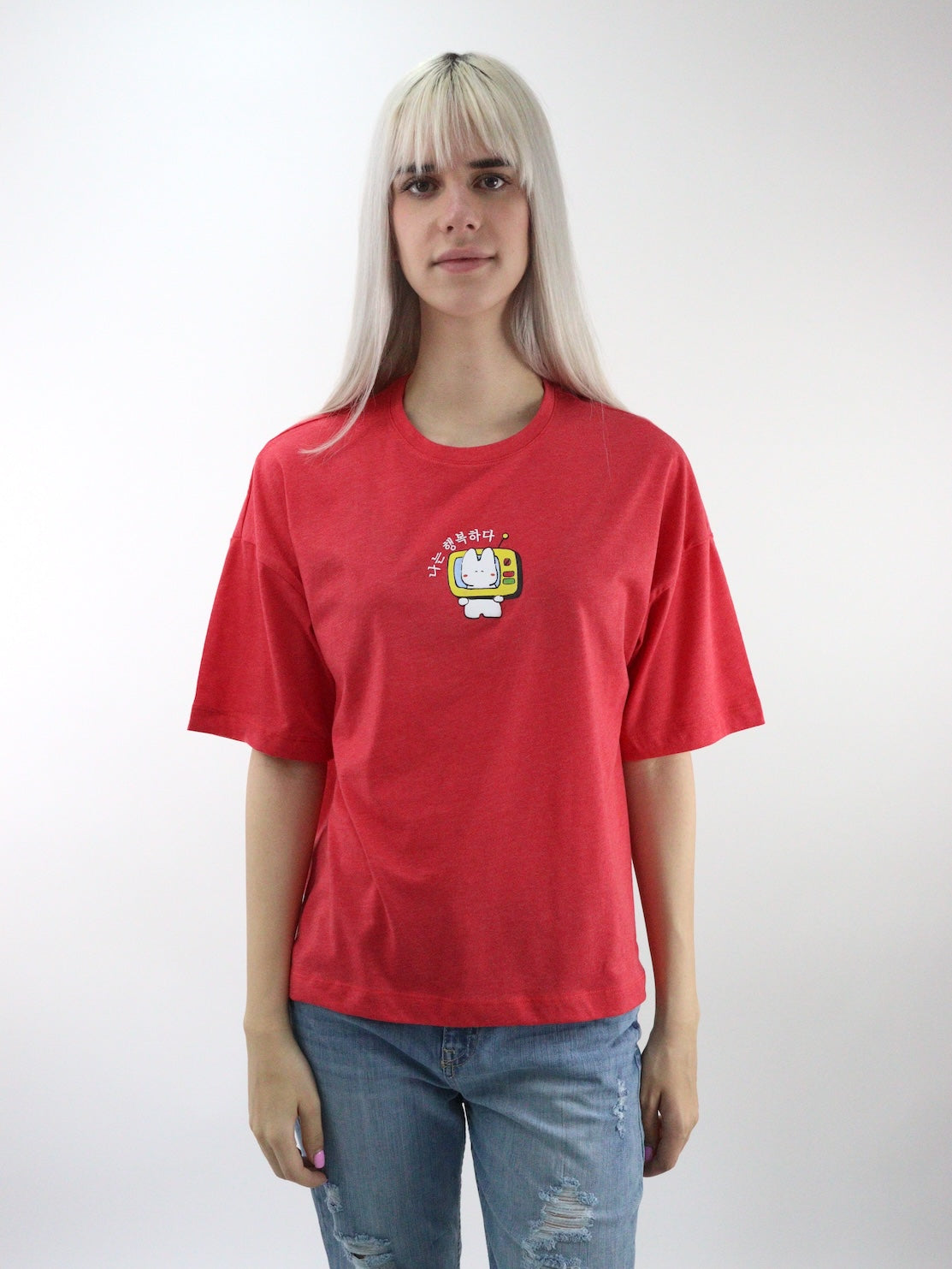 Playera oversize de color rojo con estampado (NUEVA TEMPORADA)