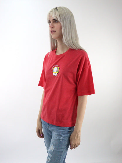 Playera oversize de color rojo con estampado (NUEVA TEMPORADA)