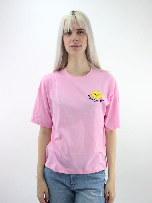 Playera oversize de color rosa con estampado (NUEVA TEMPORADA)