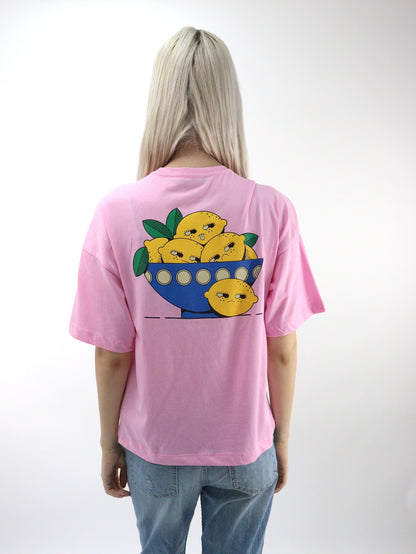 Playera oversize de color rosa con estampado (NUEVA TEMPORADA)