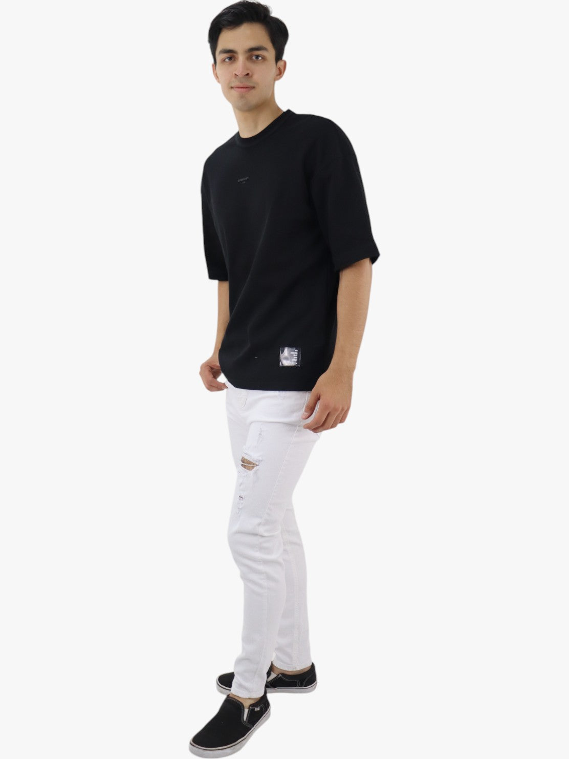 Jeans skinny blanco con destrucción