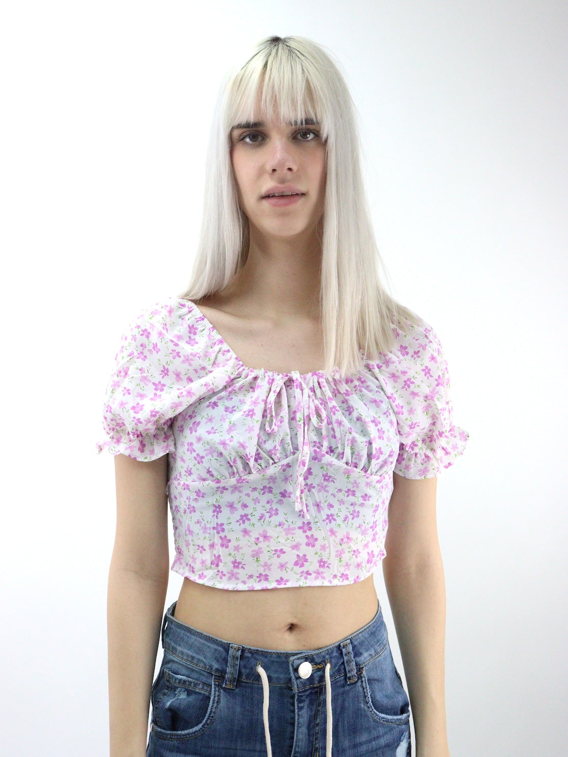 Blusa con estampado floral y mangas abullonadas (NUEVA TEMPORADA)