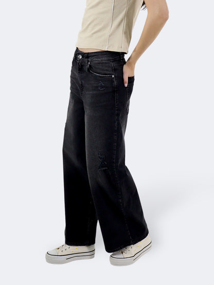 Jeans Wide Leg-Tiro Alto
