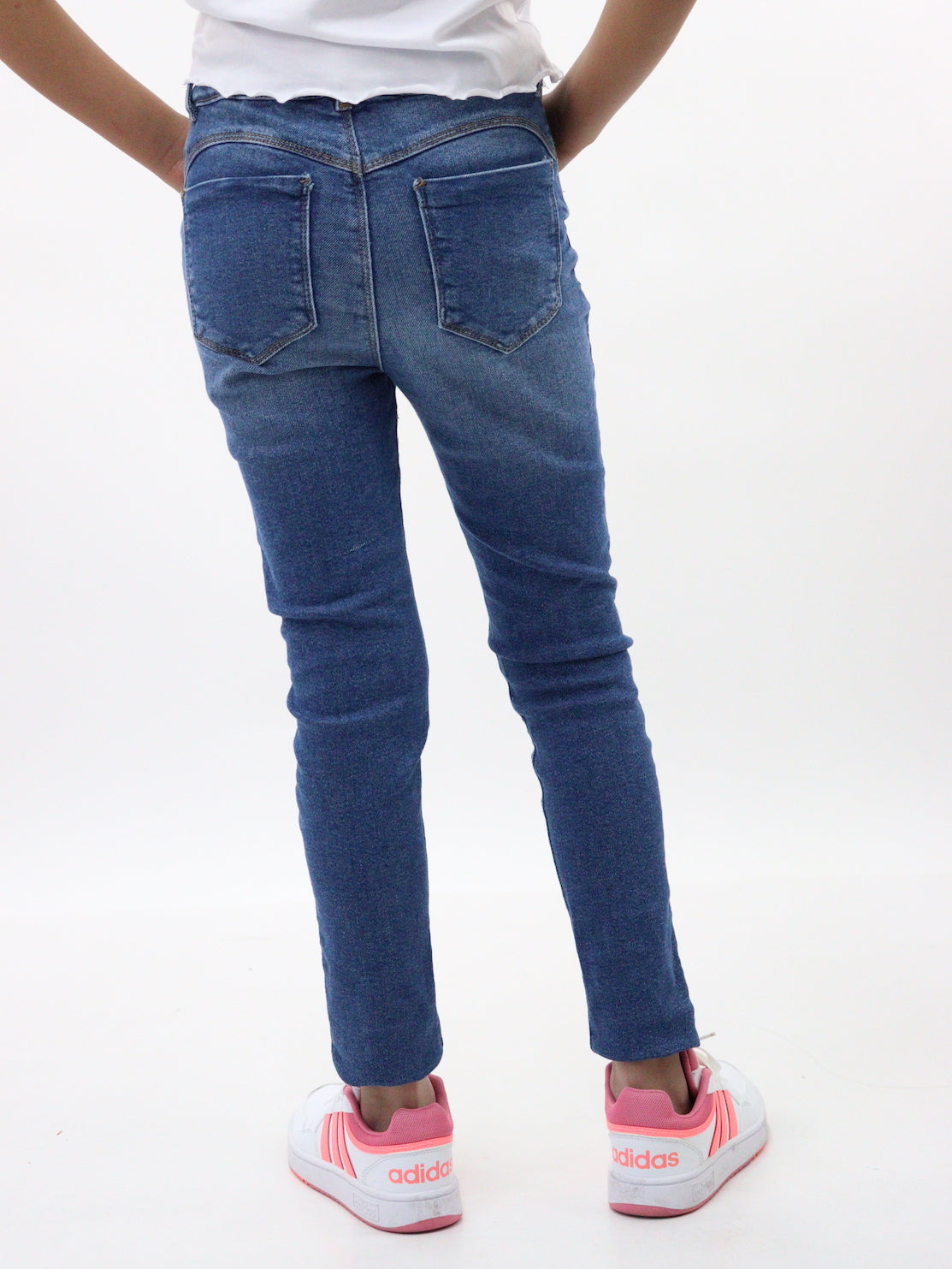 Jeans skinny con monedero decorativo de color azul oscuro