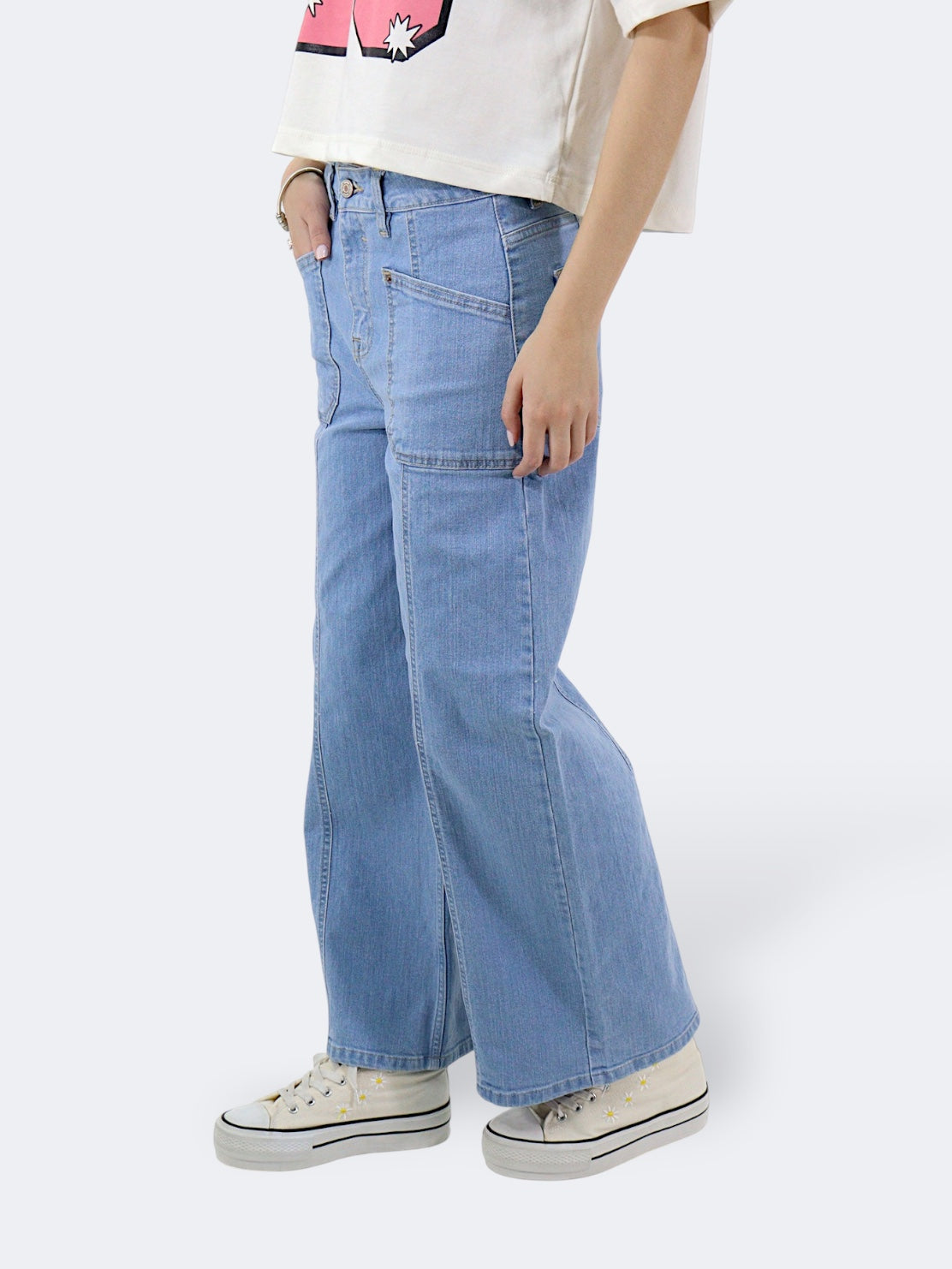 Jeans Wide Leg-Tiro Alto