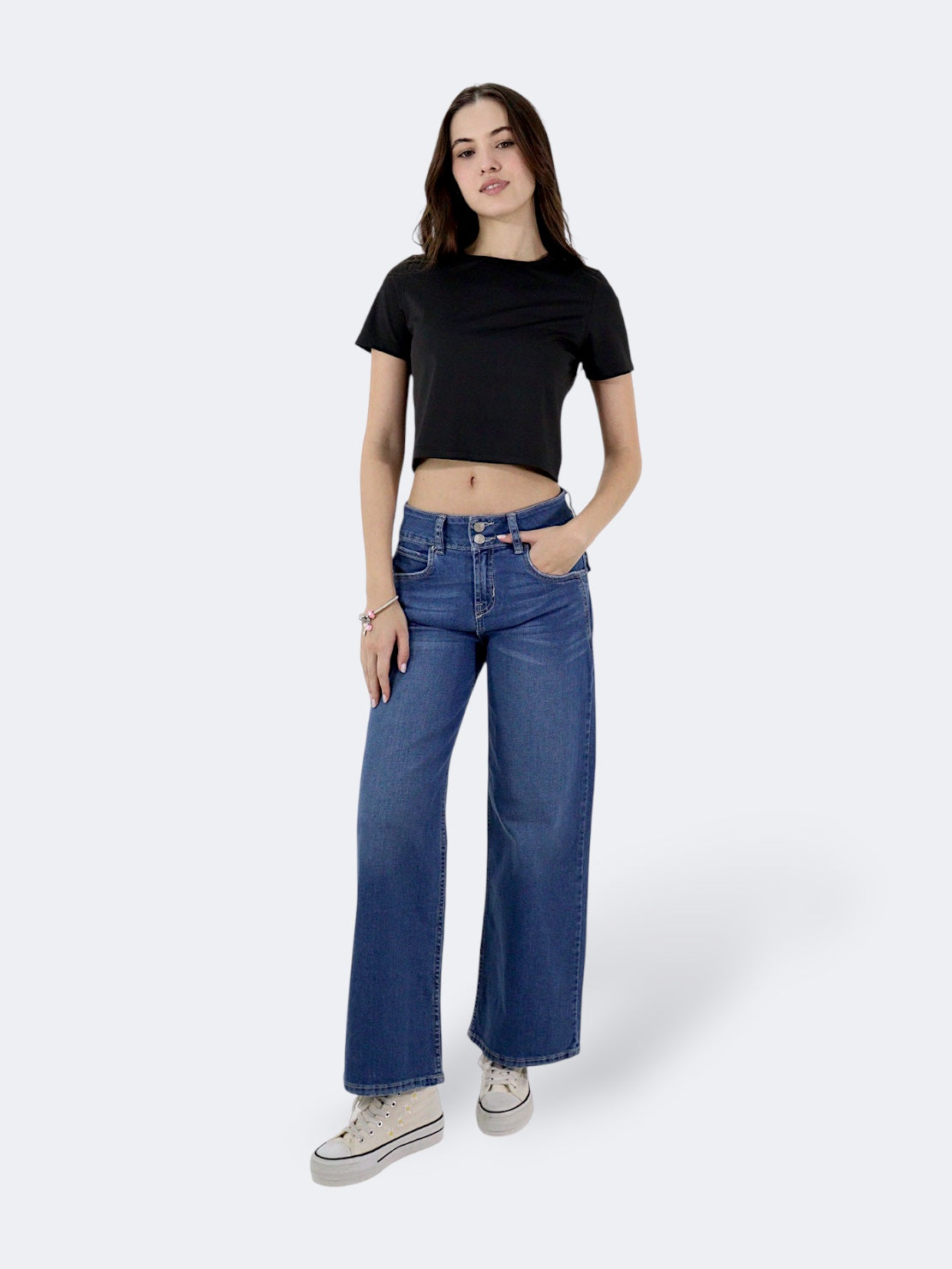 Jeans Wide Leg-Tiro Medio