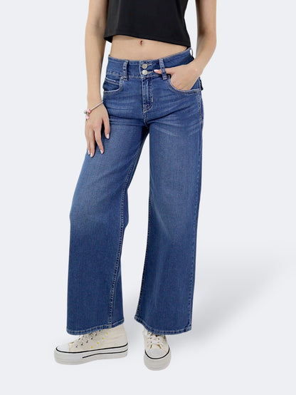 Jeans Wide Leg-Tiro Medio