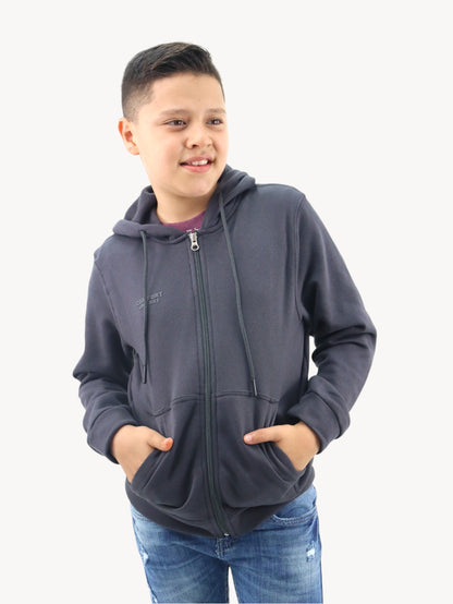 Sudadera abierta con capucha de color gris oxford (NUEVA TEMPORADA)