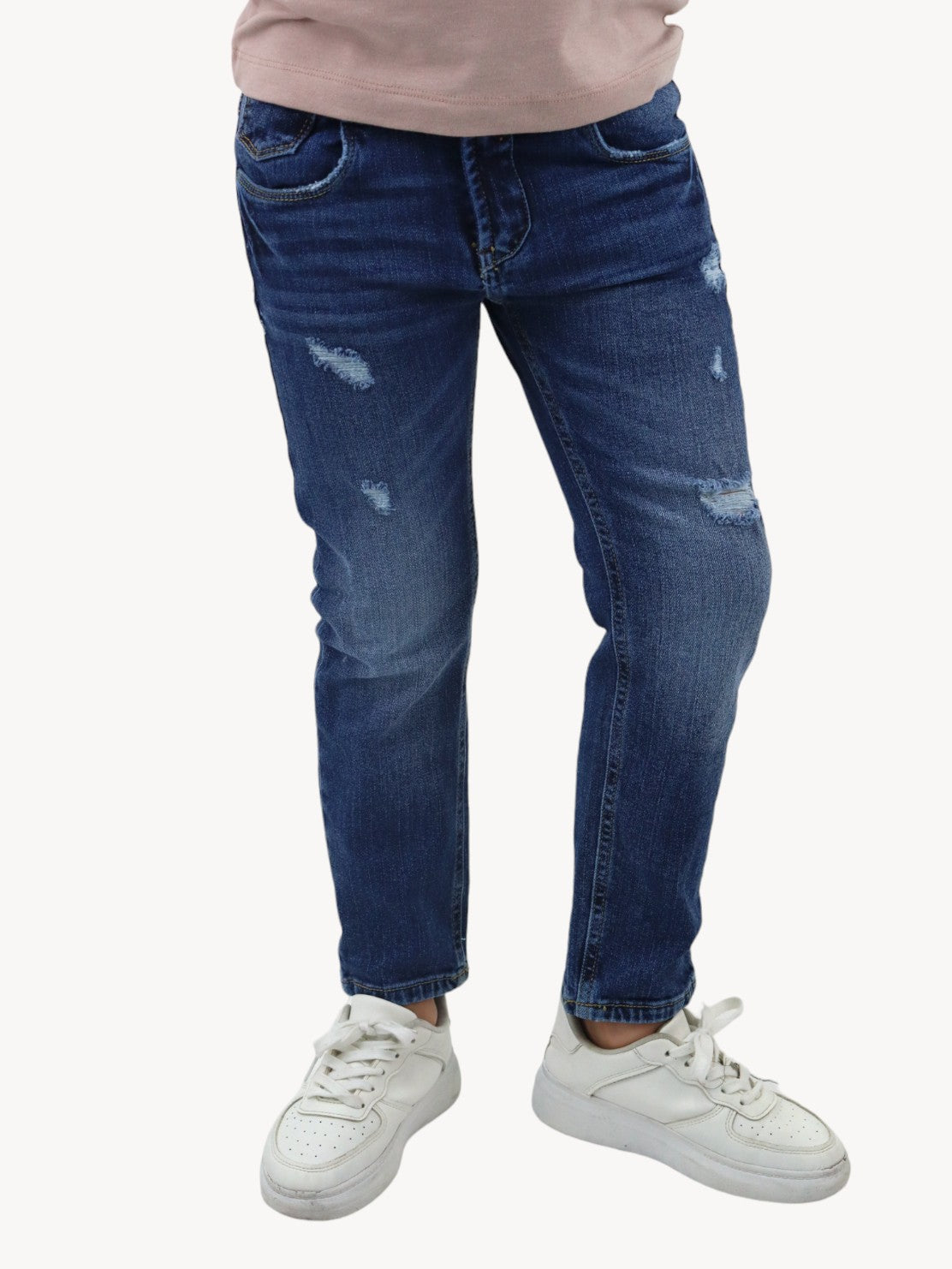 Jeans slim de color azul oscuro con destrucción (NUEVA TEMPORADA)