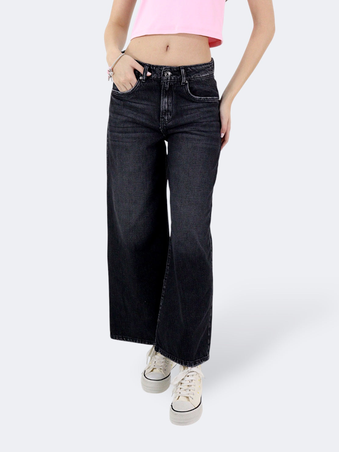 Jeans Wide Leg-Tiro Alto