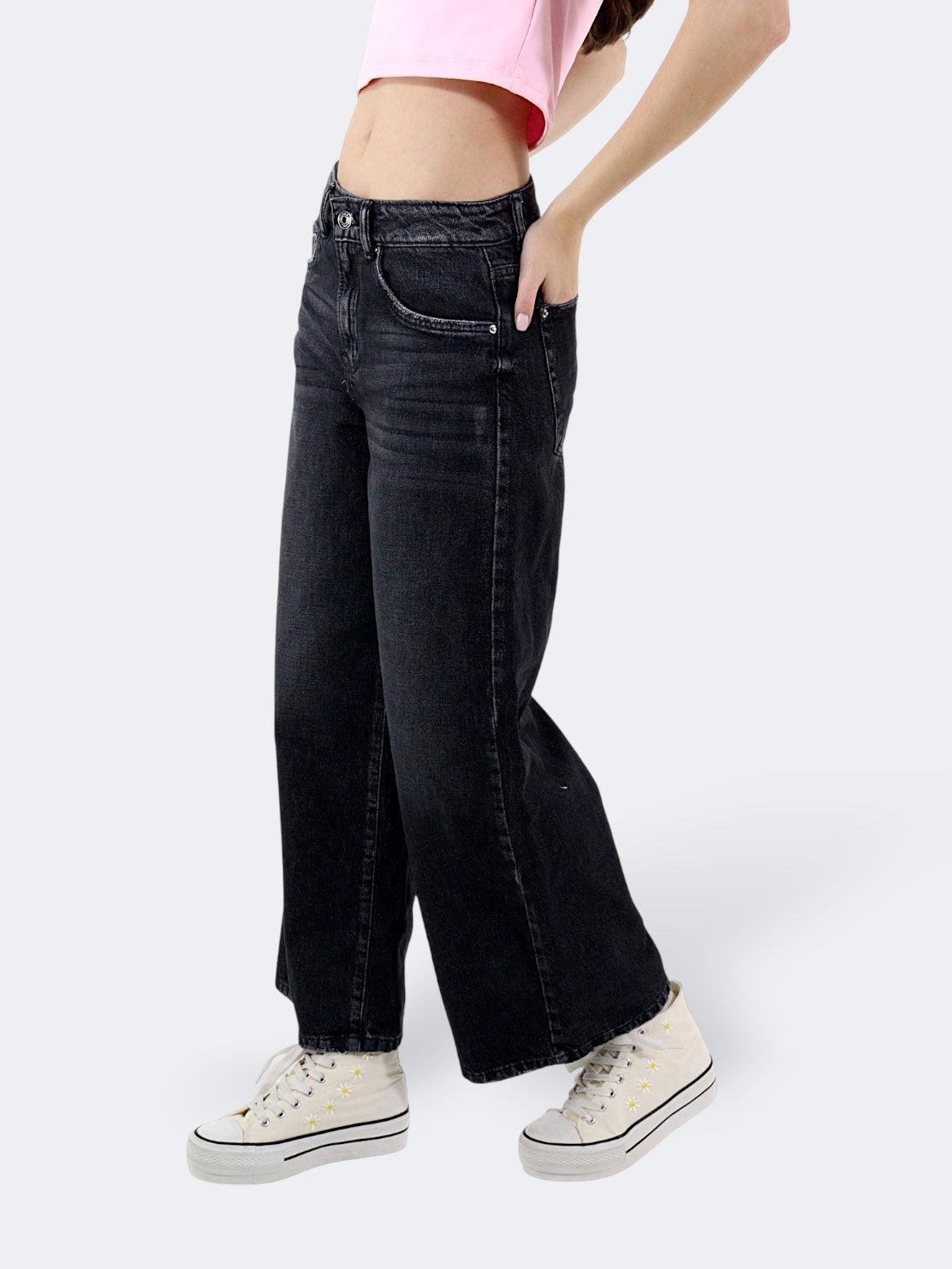 Jeans Wide Leg-Tiro Alto