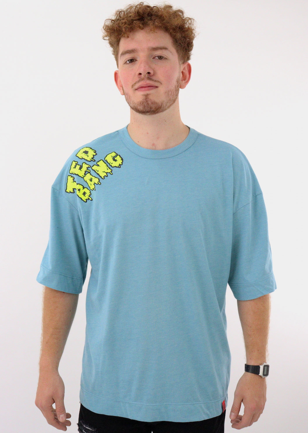 Playera mid size con estampado de color verde