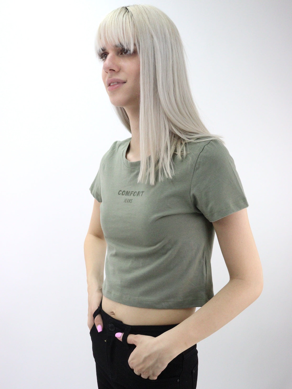 Playera slim size de color verde militar (NUEVA TEMPORADA)