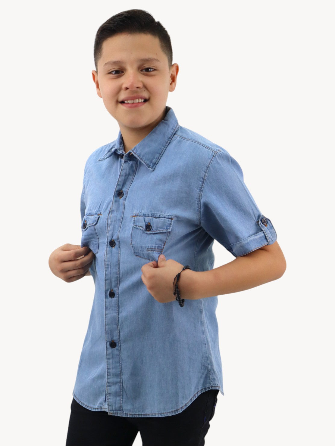 Camisa denim manga corta azul claro (NUEVA TEMPORADA)