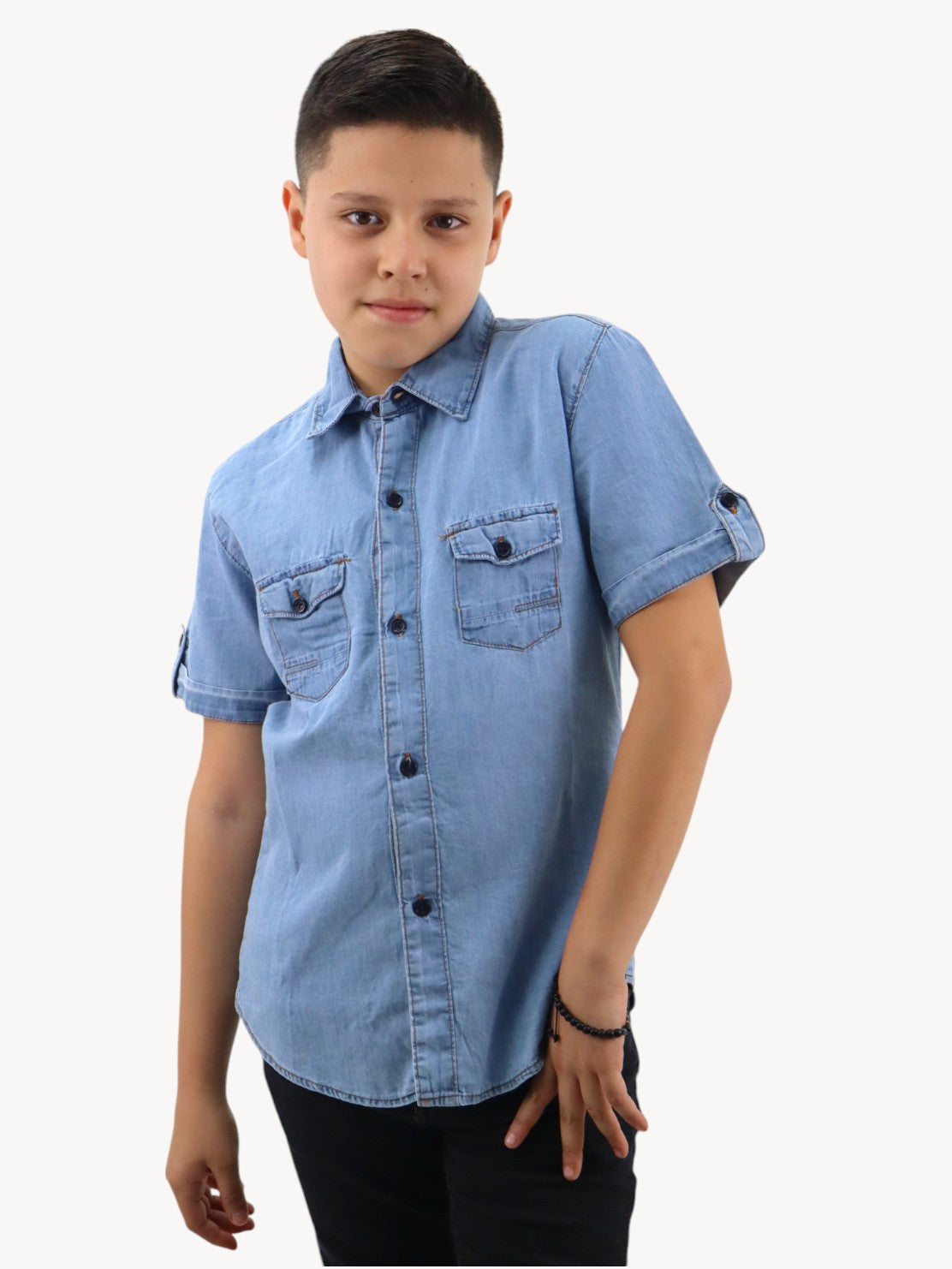 Camisa denim manga corta azul claro (NUEVA TEMPORADA)