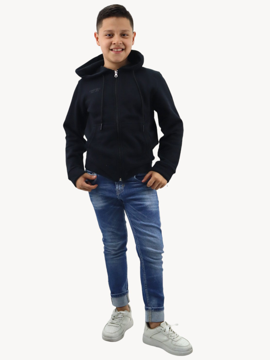 Sudadera abierta con capucha de color negro (NUEVA TEMPORADA)