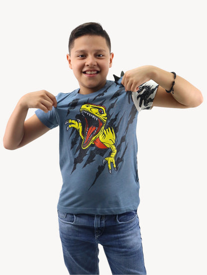 Playera de color combinado con diseño de dinosaurio (NUEVA TEMPORADA)