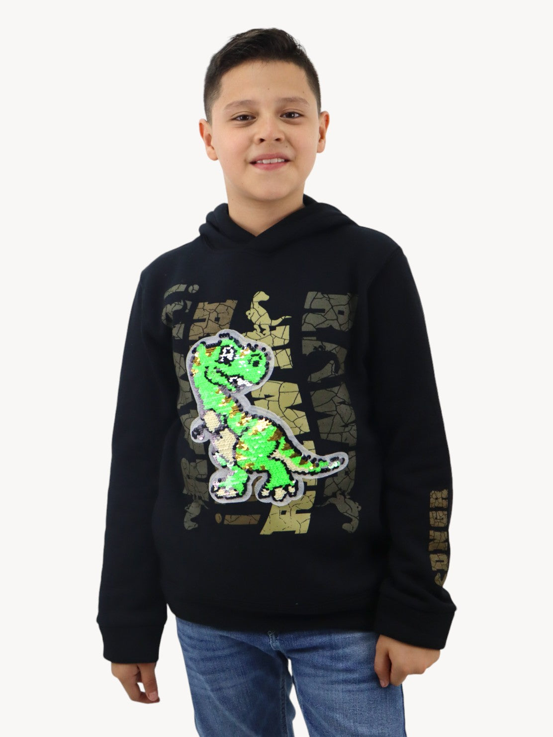 Sudadera cerrada de color negro con figura de dinosaurio (NUEVA TEMPORADA)