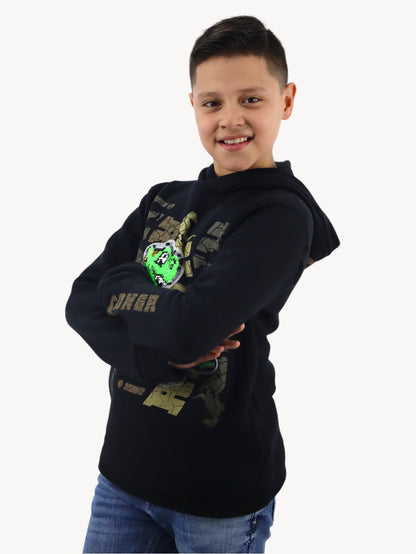 Sudadera cerrada de color negro con figura de dinosaurio (NUEVA TEMPORADA)