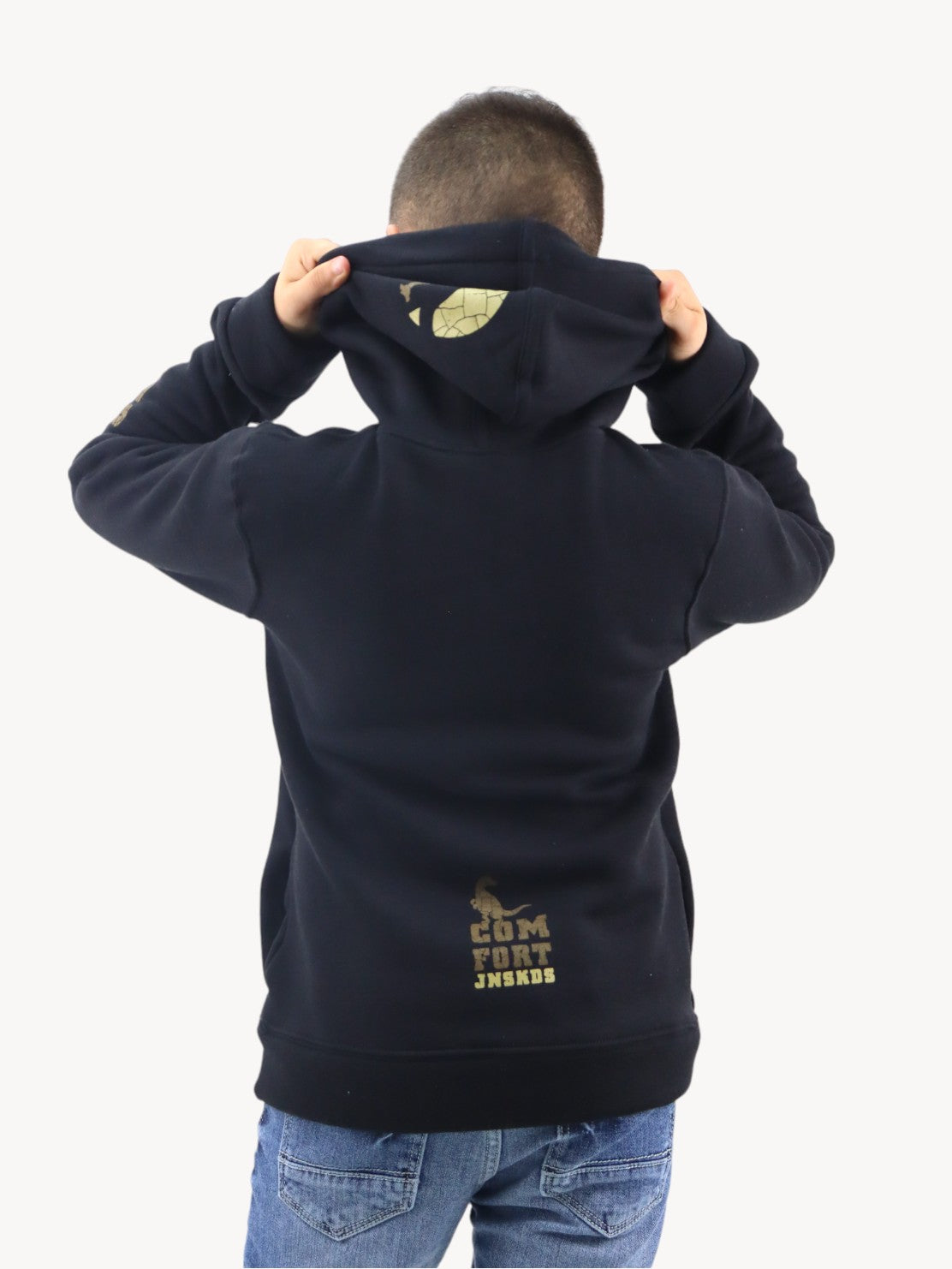 Sudadera cerrada de color negro con figura de dinosaurio (NUEVA TEMPORADA)